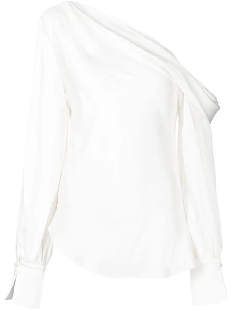 Simkhai Alice satin-finish one-shoulder blouse - White - zdjęcie produktu nr 1