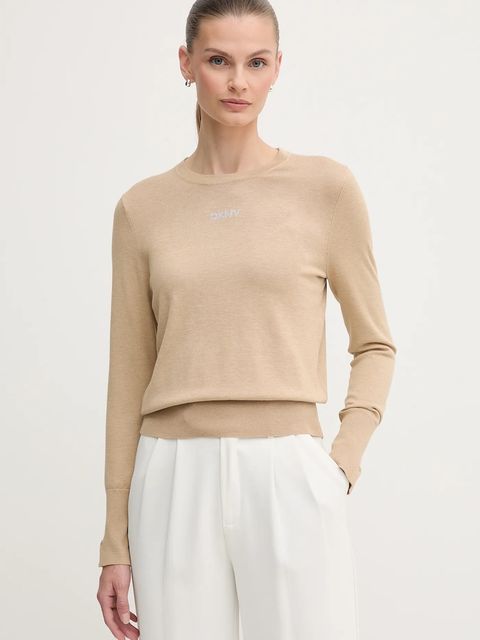Dkny sweter damski kolor beżowy lekki DJ5R0743 - zdjęcie produktu nr 1