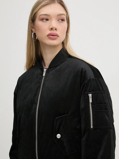 Karl Lagerfeld Jeans kurtka bomber damski kolor czarny zimowa oversize A1W15010 - zdjęcie produktu nr 2