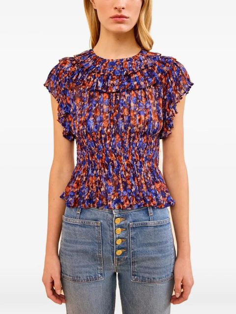 Ulla Johnson Athene ruffled silk top - Blue - zdjęcie produktu nr 1