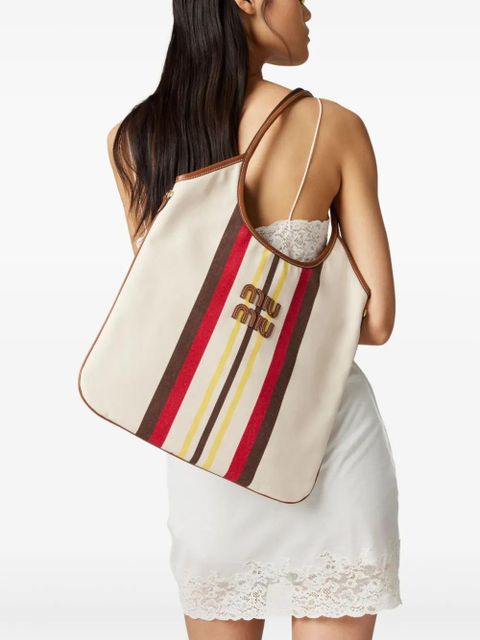 Miu Miu Ivy striped tote bag - Neutrals