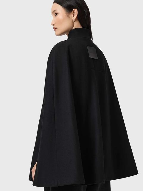 AllSaints płaszcz z dodatkiem wełny kolor czarny W102OD