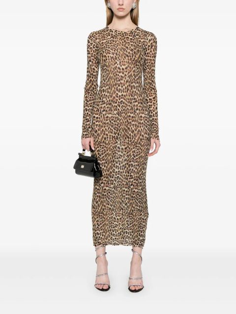 Blumarine leopard-print knit midi dress - Brown