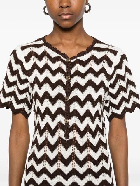 Maje chevron button mini dress - Brown