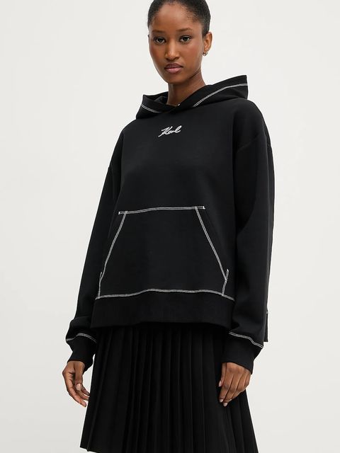 Karl Lagerfeld bluza damska kolor czarny z kapturem wzorzysta A3W20011 - zdjęcie produktu nr 1