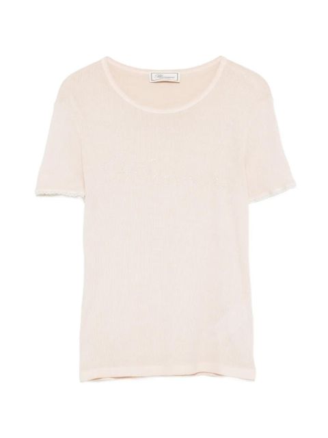 Blumarine ribbed short-sleeve T-shirt - Pink - zdjęcie produktu nr 1