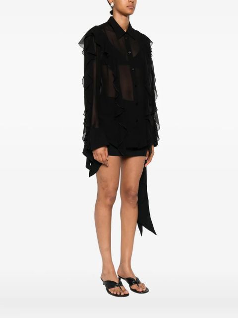Blumarine ruffled silk shirt - Black - zdjęcie produktu nr 2
