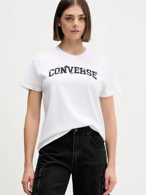 Converse t-shirt bawełniany damski kolor biały CVW5T026 - zdjęcie produktu nr 1