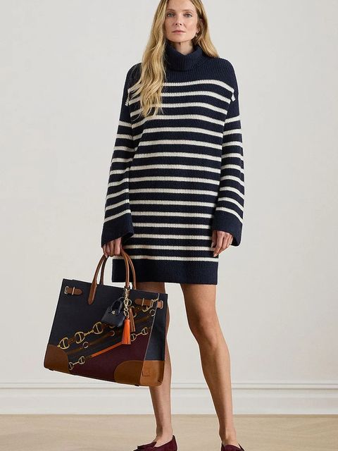 Lauren Ralph Lauren sukienka wełniana kolor granatowy mini oversize 200P08050 - zdjęcie produktu nr 1