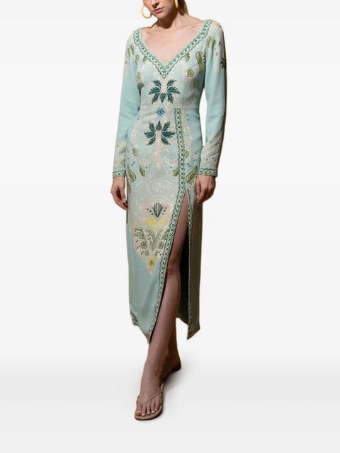 ETRO jacquard side-split dress - Green