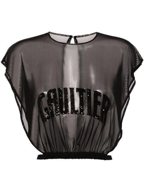 Jean Paul Gaultier sequin-embellishment semi-sheer top - Black - zdjęcie produktu nr 1