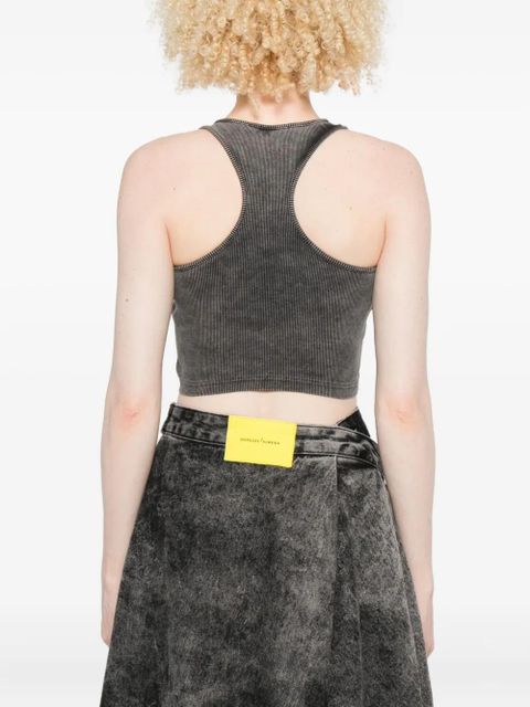 Off-White logo-embroidered crop top - Grey
