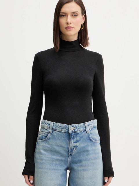 Guess sweter ANITA damski kolor czarny lekki z półgolfem W4BP14 KCGM2 - zdjęcie produktu nr 1