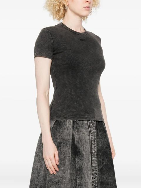 Off-White logo-embroidered T-shirt - Grey