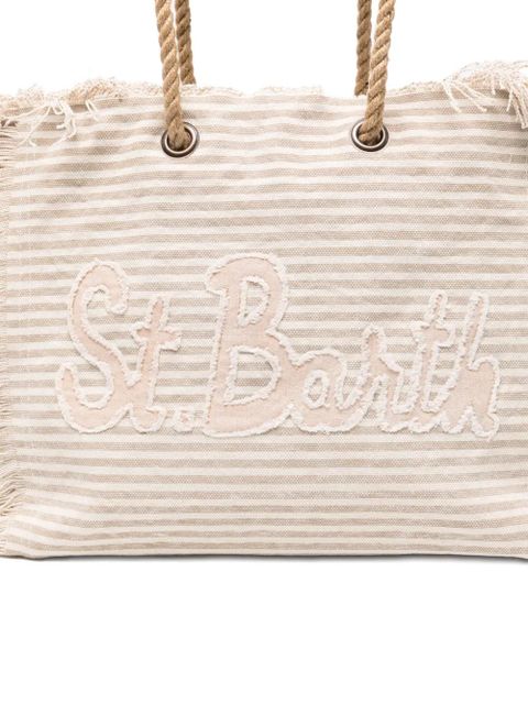 MC2 Saint Barth striped frayed-edge beach bag - Neutrals
