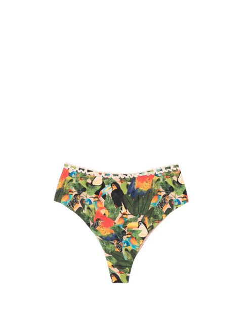 FARM Rio bird leaves high-waist bikini bottoms - Green - zdjęcie produktu nr 1