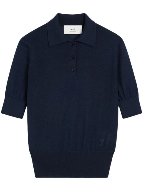 AMI Paris Ami de Coeur polo top - Blue - zdjęcie produktu nr 1