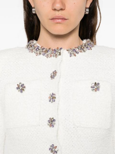 Self-Portrait embellished pocket mini dress - White