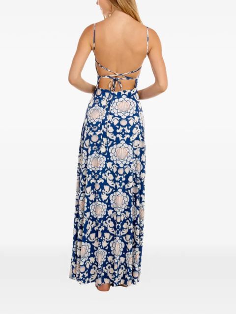 Agua By Agua Bendita Arista open-back shell-print maxi dress - Blue