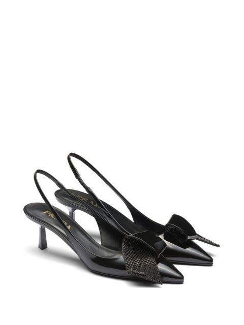 Prada 55mm crystal-embellished slingback pumps - Black