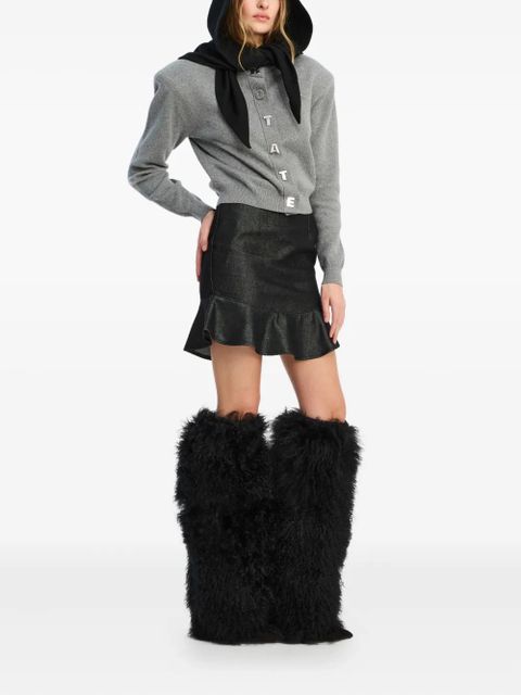 ROTATE BIRGER CHRISTENSEN ruffle-denim mini skirt - Black