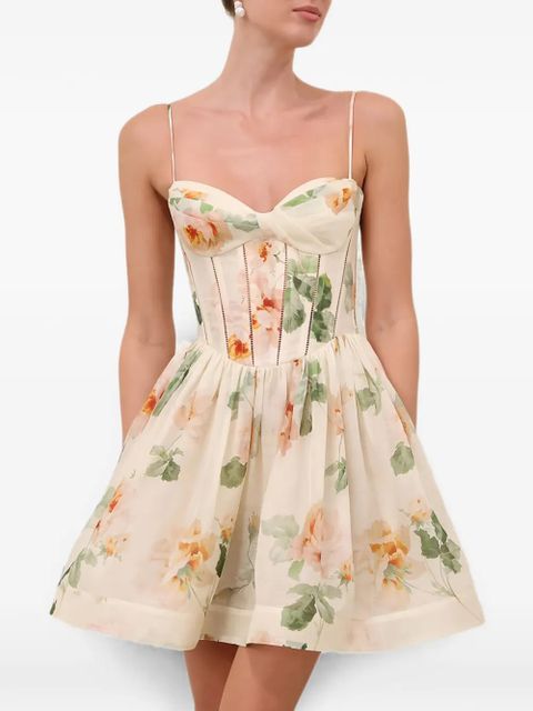 ZIMMERMANN Carousel floral-print mini dress - Neutrals