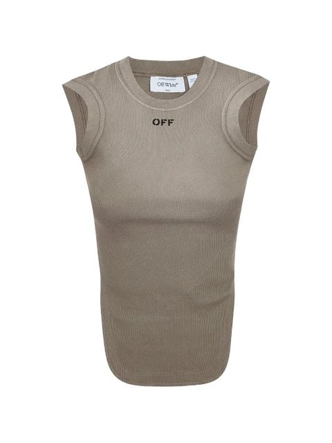 Off-White logo-print ribbed tank top - Neutrals - zdjęcie produktu nr 1