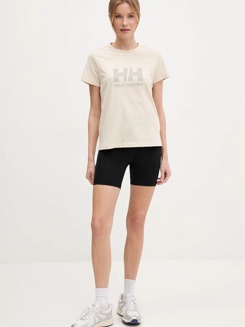 Helly Hansen t-shirt bawełniany HH LOGO damski kolor beżowy 54593