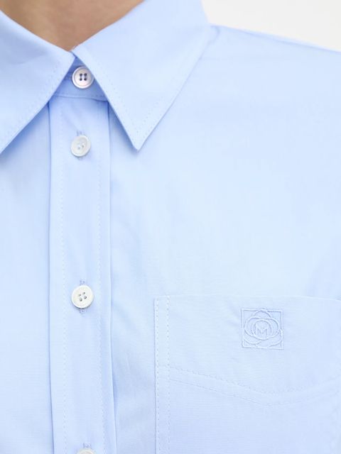 Marella koszula bawełniana damska kolor niebieski slim z kołnierzykiem klasycznym 2523116074200