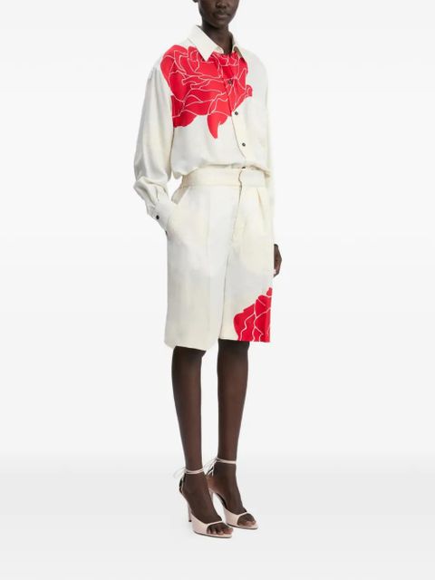 Victoria Beckham floral-print tailored shorts - Neutrals