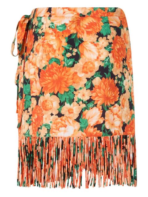 PINKO floral-pattern fringed skirt - Orange - zdjęcie produktu nr 2