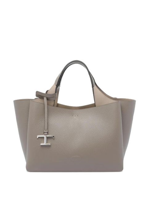 Tod's T-logo leather tote bag - Grey - zdjęcie produktu nr 1