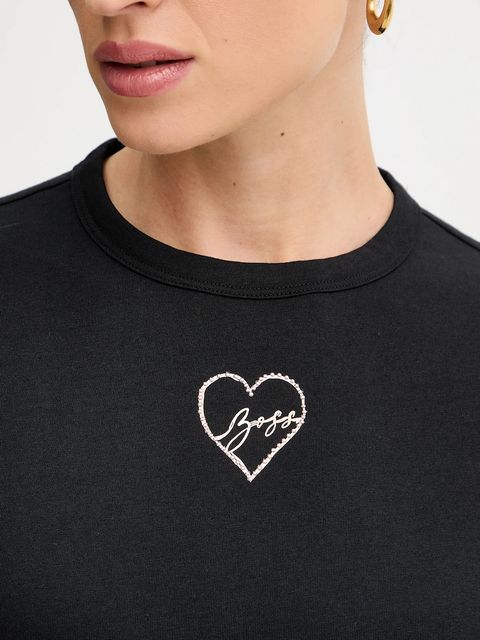 BOSS Orange t-shirt bawełniany damski kolor czarny 50549192