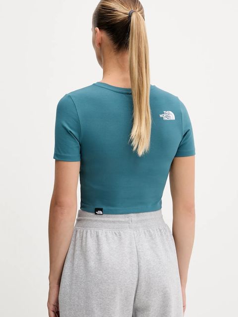 The North Face t-shirt Crop S/S Tee damski kolor zielony NF0A55AOBQ51