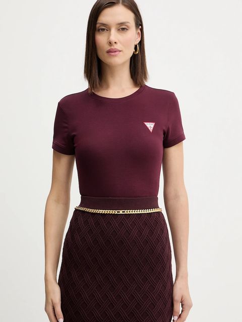 Guess t-shirt damski kolor bordowy W2YI44 J1314