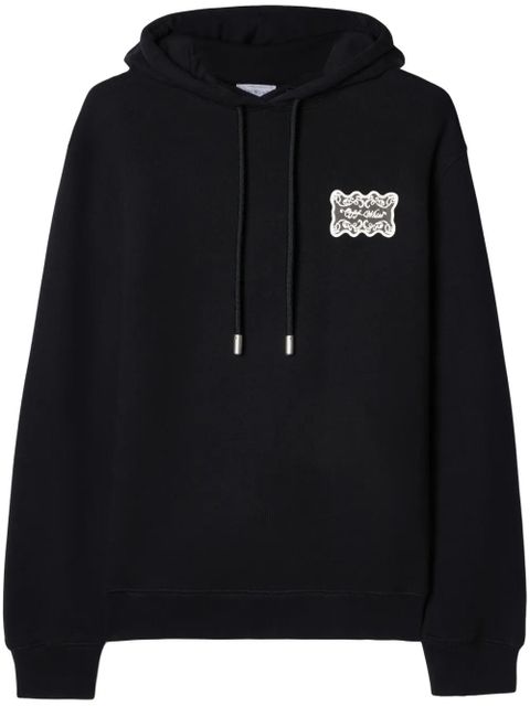 Off-White lace logo appliqué cotton hoodie - Black - zdjęcie produktu nr 1