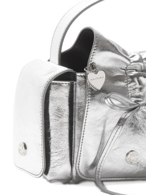 Acne Studios metallic-leather drawstring tote bag - Silver