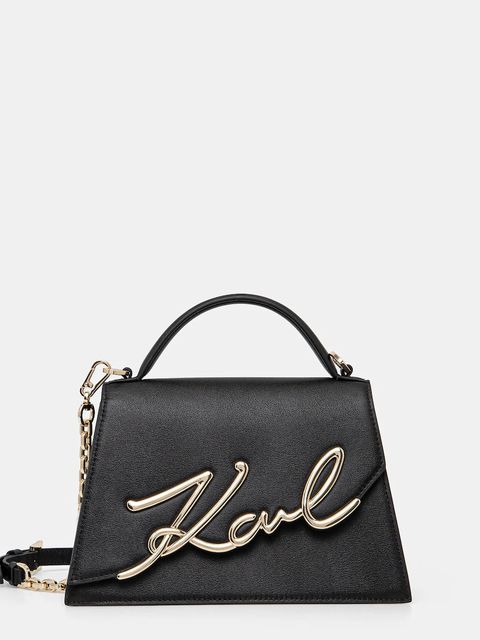 Karl Lagerfeld torebka skórzana K/SIGNATURE kolor czarny A1W30036 - zdjęcie produktu nr 1