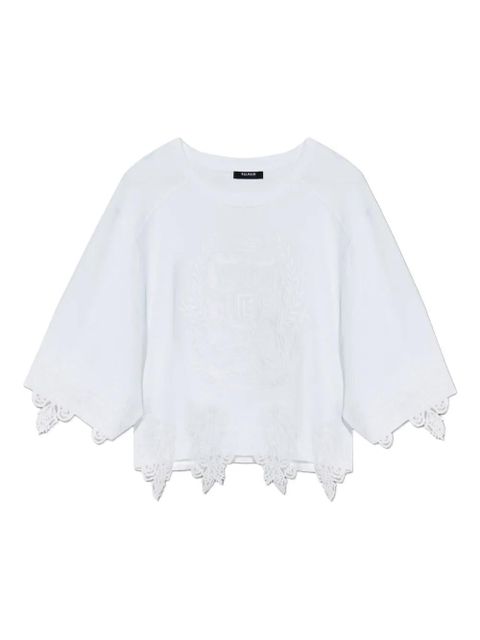 Balmain embroidered lace-trimmed top - White - zdjęcie produktu nr 1