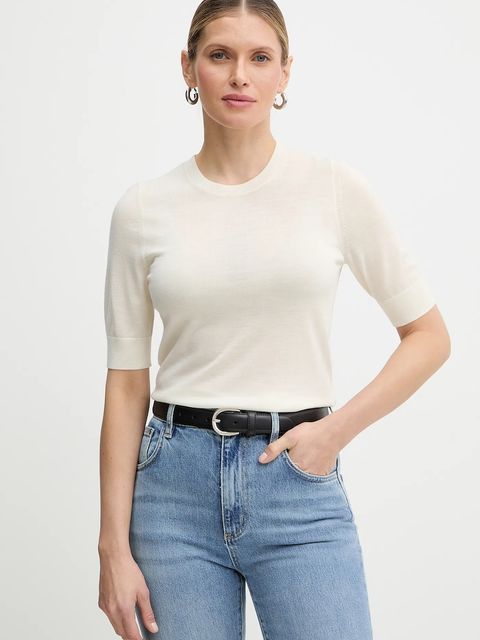 BOSS t-shirt wełniany Farbella kolor beżowy 50544996 - zdjęcie produktu nr 1