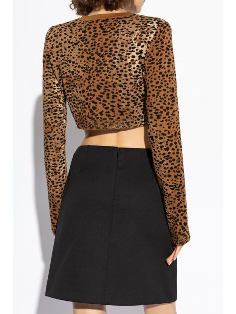 Versace leopard-print cropped cardigan - Brown