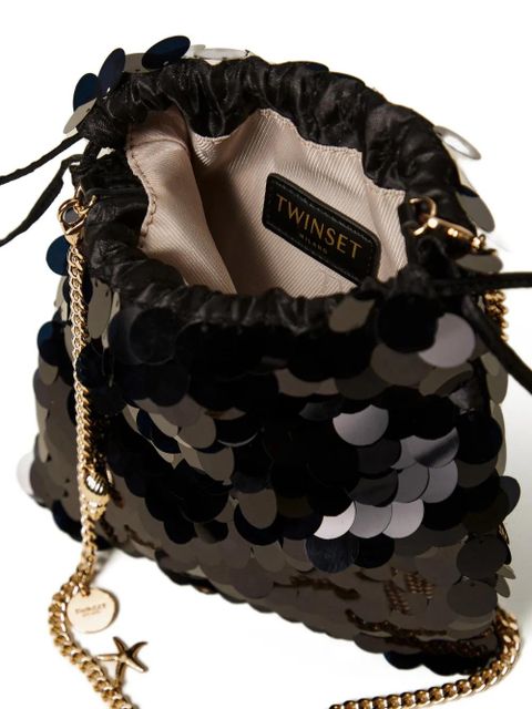 TWINSET sequin charm-detail clutch bag - Black