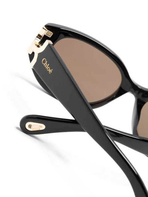 Chloé Eyewear logo-engraved round-frame sunglasses - Black