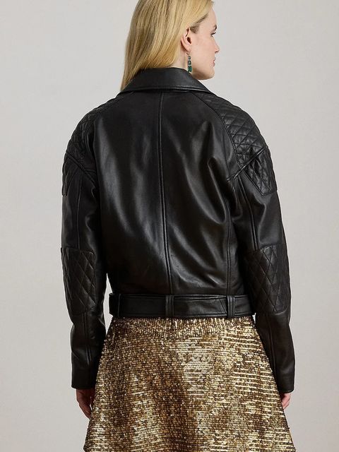 Lauren Ralph Lauren kurtka skórzana kolor czarny przejściowa 200P01414 - zdjęcie produktu nr 2