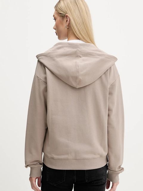 HUGO bluza bawełniana damska kolor beżowy z kapturem gładka 50535240 - zdjęcie produktu nr 2