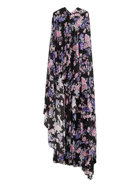 Balenciaga floral-print pleated maxi dress - Black