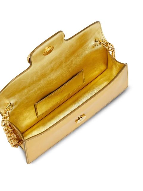 Ferragamo crystal-embellished chain-strap clutch bag - Gold