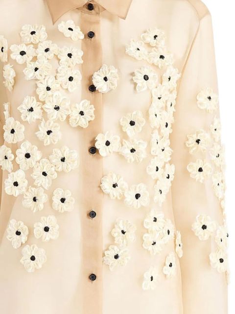 KHAITE Argo floral-embellished shirt - Neutrals - zdjęcie produktu nr 2