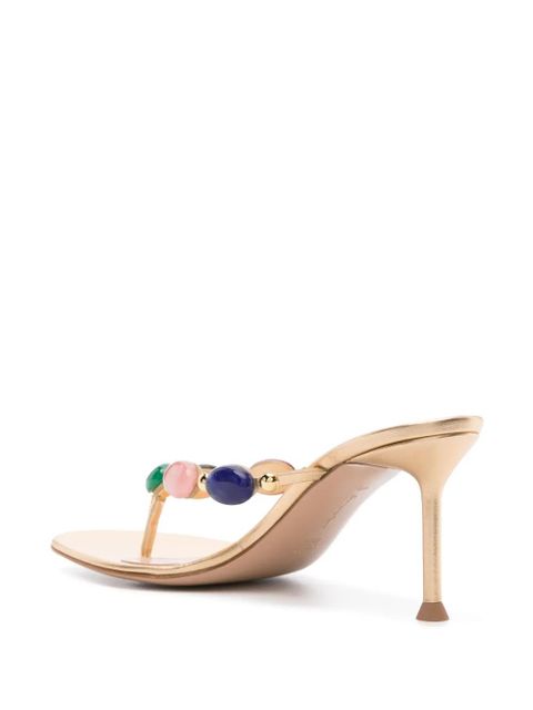 Gianvito Rossi Shanti Thong 70mm leather sandals - Gold