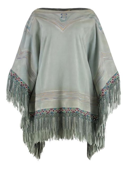 ETRO beaded-fringe poncho - Green - zdjęcie produktu nr 2